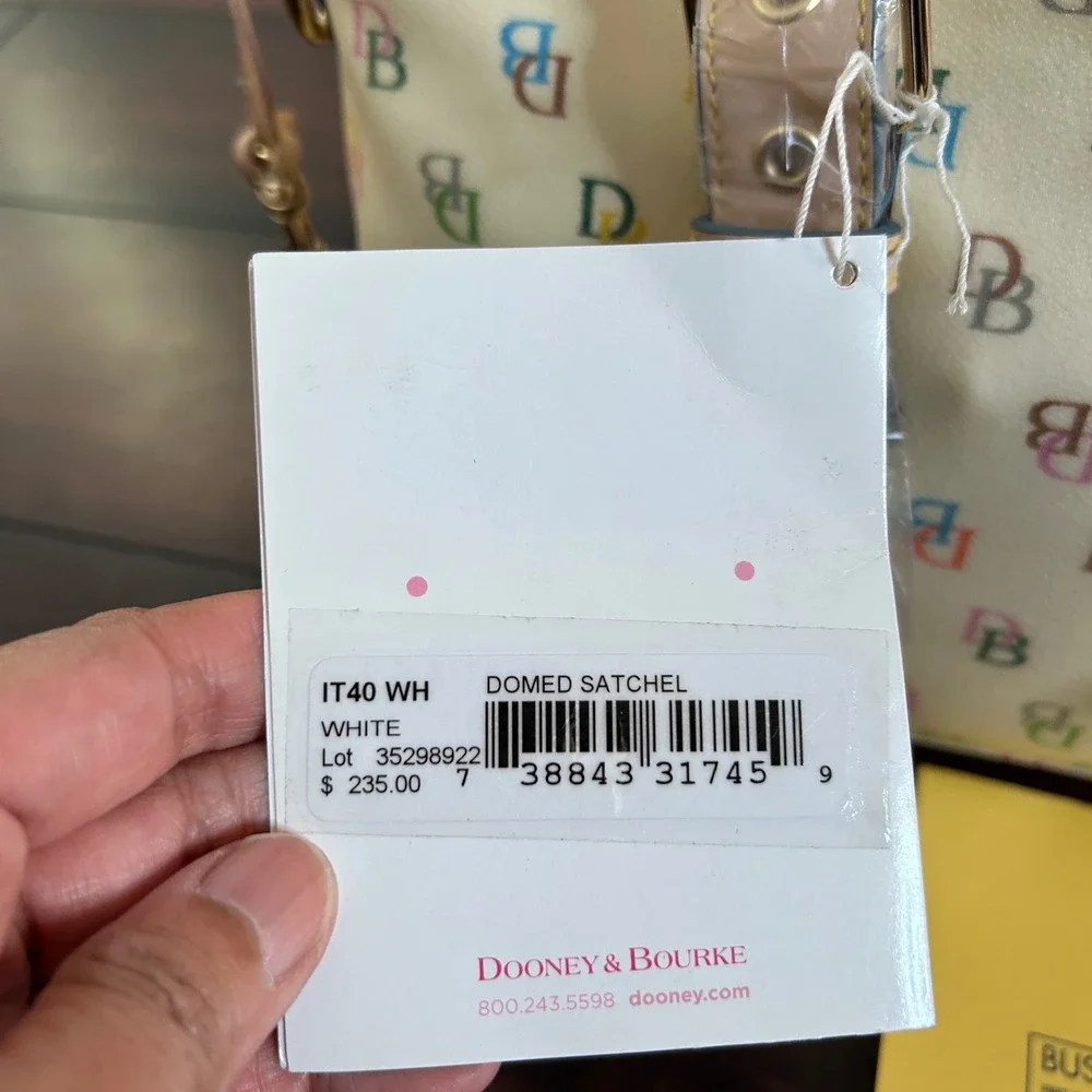 Vintage Y2K Dooney & Bourke Domed Satchel White Rainbow Monogram NWT IT40WH